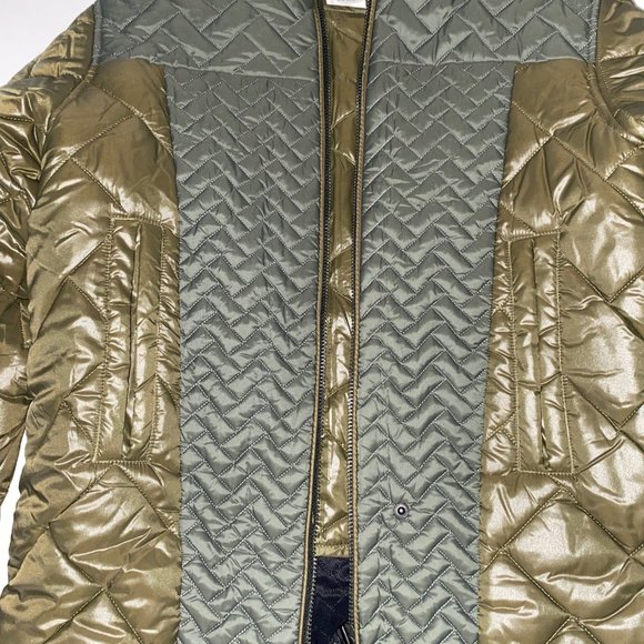 H&M Studio Fall 2015 AW15 Khaki Olive Green Quilted Bomber Jacket Size 4 - Picture 7 of 16